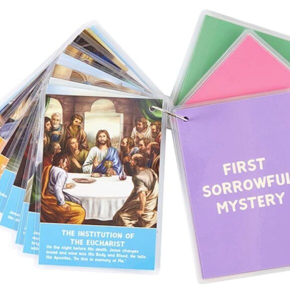 Needzo The Rosary Jumbo Flip Card Set, Bible Study School Learning Supplies - Picture 3 of 9